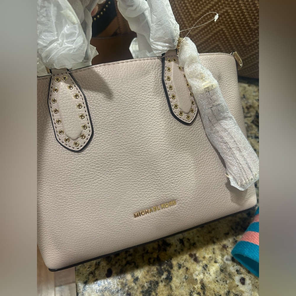NWT Michael Kors Brooklyn Soft pink pebble grain leather grab bag - Picture 7 of 11